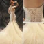 Chic / Beautiful Wedding Dresses 2017 Champagne Trumpet / Mermaid Chapel Train Cascading Ruffles Strapless Sleeveless Backless Lace Appliques Pearl