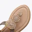 Böhmen Sommer Beige Strand Strass Sandalen Damen 2022 T-Riemen Flache Peeptoes Sandaletten