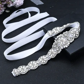 Chic Beautiful White Pearl Rhinestone Wedding Belts Sashes 2023