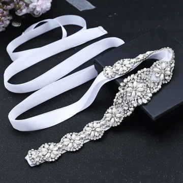 Chic Belle Blanche Perle Faux Diamant Mariage Rubans Ceintures 2023