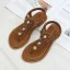Böhmen Sommer Beige Strand Strass Sandalen Damen 2022 T-Riemen Flache Peeptoes Sandaletten