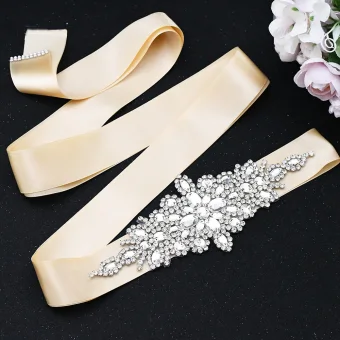 Chic Beautiful Champagne Handmade Rhinestone Wedding Belts Sashes 2023