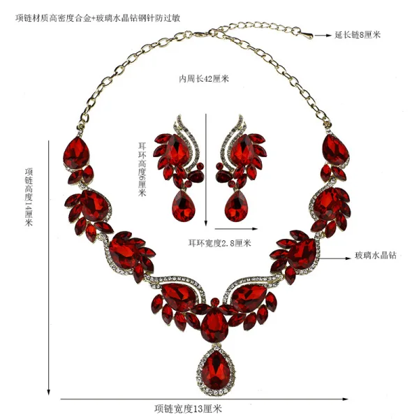 Baroque Dark Green Crystal Rhinestone Prom Necklaces Earrings 2023 Alloy Accessories