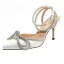 Sexy Pool Blue Evening Party Womens Shoes 2022 Satin Rhinestone Bow 9 cm Stiletto Heels Ankle Strap Pointed Toe High Heels
