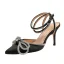 Sexy Pool Blue Evening Party Womens Shoes 2022 Satin Rhinestone Bow 9 cm Stiletto Heels Ankle Strap Pointed Toe High Heels