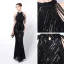 Charming Black Sequins Evening Dresses 2022 Trumpet / Mermaid Scoop Neck Beading Tassel Sleeveless Floor-Length / Long Evening Party Formal Dresses