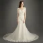 Chic / Belle Église Robe De Mariée 2017 Blanche Trompette / Sirène Chapel Train V-Cou Dos Nu 3/4 Manches Perle Perlage En Dentelle Appliques