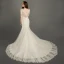 Chic / Belle Église Robe De Mariée 2017 Blanche Trompette / Sirène Chapel Train V-Cou Dos Nu 3/4 Manches Perle Perlage En Dentelle Appliques