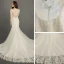Chic / Belle Église Robe De Mariée 2017 Blanche Trompette / Sirène Chapel Train V-Cou Dos Nu 3/4 Manches Perle Perlage En Dentelle Appliques