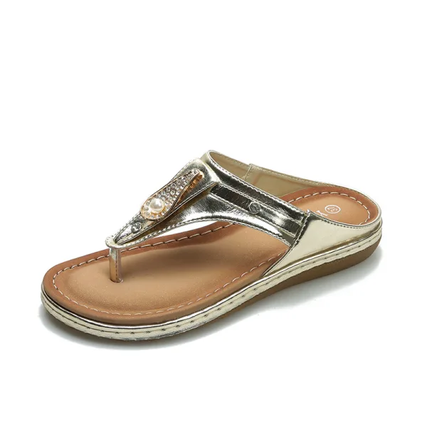 Moda Lato Czarne Zużycie ulicy Pantofle & Klapki 2020 Perła Rhinestone Płaskie Peep Toe Buty Damskie