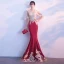 Amazing / Unique Navy Blue Evening Dresses  2018 Trumpet / Mermaid U-Neck Lace Beading Rhinestone Backless Crystal Evening Party Formal Dresses