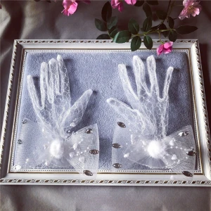 Flower Fairy White Bridal Gloves 2020 Appliques Beading Flower Rhinestone Tulle Wedding Prom Accessories