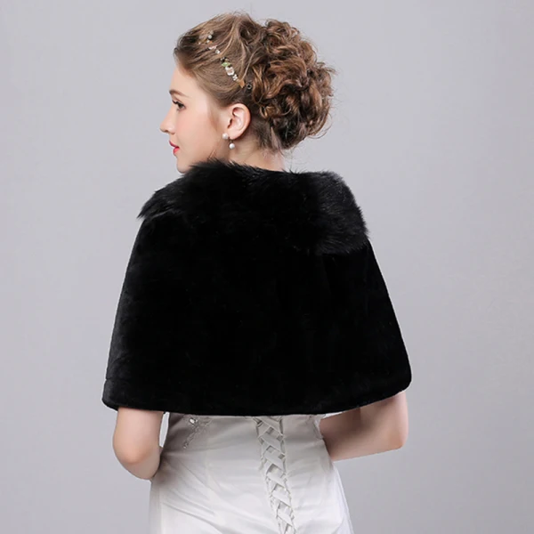 Noire Hiver Fausse Fourrure Encolure Dégagée Promo Soirée Manteaux / vestes 2017