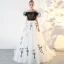 Modern / Fashion Black Prom Dresses 2018 A-Line / Princess Tulle Strapless Prom Backless Embroidered Formal Dresses