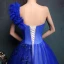 Affordable Royal Blue Prom Dresses 2017 Tulle One-Shoulder Ball Gown Appliques Backless Beading Prom Formal Dresses