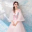 Chic / Beautiful Pearl Pink Prom Dresses 2018 A-Line / Princess Floor-Length / Long V-Neck Tulle Appliques Backless Beading Prom Formal Dresses