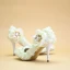 Luxury / Gorgeous Champagne Lace Wedding High Heels 8 cm Appliques Beading Pearl Pointed Toe Wedding Shoes 2018