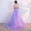 Chic / Belle 2017 Violet Princesse Dentelle Bustier Fait main Appliques Dos Nu Robe De Ceremonie Robe De Soirée