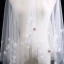 Fine Hvit Korte Brudeslør Blonder Blomst Chiffon Bryllup Tilbehør 2019