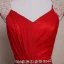 Chic / Beautiful 2017 Red Evening Dresses  V-Neck Striped Backless Pearl A-Line / Princess Formal Dresses