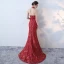 Amazing / Unique Red Evening Dresses  2017 Trumpet / Mermaid High Neck Lace Butterfly Appliques Backless Evening Party Formal Dresses