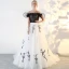 Modern / Fashion Black Prom Dresses 2018 A-Line / Princess Tulle Strapless Prom Backless Embroidered Formal Dresses