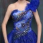 Affordable Royal Blue Prom Dresses 2017 Tulle One-Shoulder Ball Gown Appliques Backless Beading Prom Formal Dresses