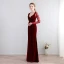 Modern / Fashion Floor-Length / Long Burgundy Evening Dresses  2018 Trumpet / Mermaid V-Neck Lace-up Charmeuse Backless Pierced Formal Dresses