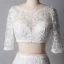 2 Piece Classic Elegant Ivory Court Train Wedding 2018 Trumpet / Mermaid U-Neck Lace-up Appliques Backless Embroidered Wedding Dresses