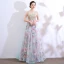 Chic / Beautiful Multi-Colors Floor-Length / Long Evening Dresses  2018 A-Line / Princess U-Neck Tulle Appliques Backless Beading Printing Evening Party Formal Dresses