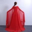 Chic / Beautiful Red Chapel Train Evening Dresses  2018 A-Line / Princess With Cloak U-Neck Chiffon Beading Crystal Rhinestone Evening Party Formal Dresses