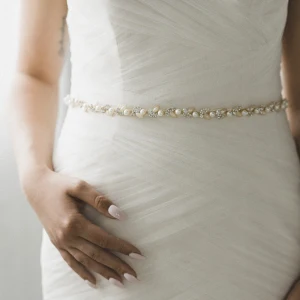 Modern Fashion Ivory Sash Wedding 2020 Satin Metal Beading Crystal Pearl Rhinestone Prom Evening Party Accessories