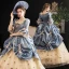 Vintage / Retro Medieval Champagne Ball Gown Prom Dresses 2021 Square Neckline 1/2 Sleeves Floor-Length / Long 3D Lace Handmade  Flower Backless Beading Rhinestone Cosplay Prom Formal Dresses