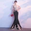 Amazing / Unique Navy Blue Evening Dresses  2018 Trumpet / Mermaid U-Neck Lace Beading Rhinestone Backless Crystal Evening Party Formal Dresses