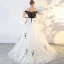Modern / Fashion Black Prom Dresses 2018 A-Line / Princess Tulle Strapless Prom Backless Embroidered Formal Dresses