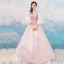 Chic / Beautiful Pearl Pink Prom Dresses 2018 A-Line / Princess Floor-Length / Long V-Neck Tulle Appliques Backless Beading Prom Formal Dresses