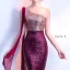Bling Bling Traube Sweep / Pinsel Zug Abendkleider 2018 Mermaid One-Shoulder Rückenfreies Perlenstickerei Pailletten Abend Festliche Kleider