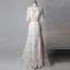 2 Piece Classic Elegant Ivory Court Train Wedding 2018 Trumpet / Mermaid U-Neck Lace-up Appliques Backless Embroidered Wedding Dresses