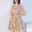 Sparkly Bling Bling Champagne Party Dresses 2018 Tulle V-Neck A-Line / Princess 1/2 Sleeves Beading Sequins Short Cocktail Party Formal Dresses