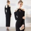 Schlicht Sexy Schwarz Abendkleider 2018 Mermaid Wadenlang Charmeuse Neckholder Rückenfreies Perlenstickerei Pailletten Festliche Kleider