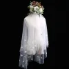 Chic / Beautiful White Short Wedding Veils Lace Flower Chiffon Wedding Accessories 2019