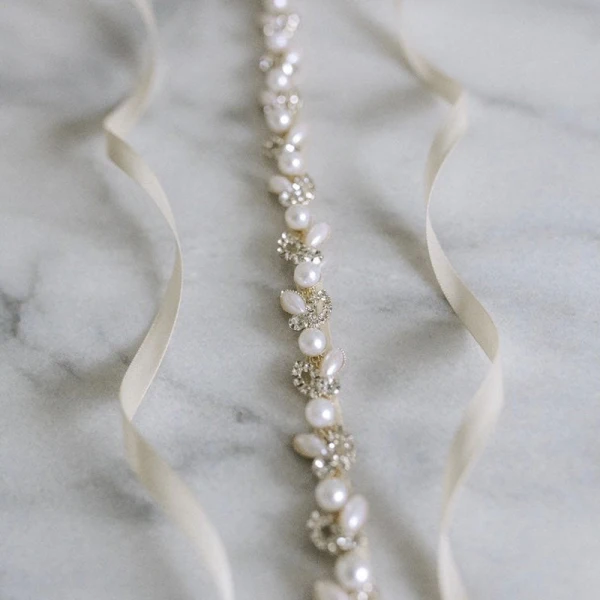 Modern / Fashion Ivory Sash Wedding 2020 Satin Metal Beading Crystal Pearl Rhinestone Prom Evening Party Accessories