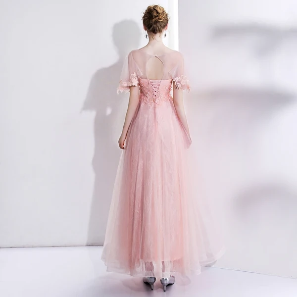 Modern / Fashion Pearl Pink Evening Dresses 2017 Trumpet / Mermaid U-Neck Tulle Appliques Backless Beading Evening Party Formal Dresses