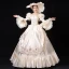 Vintage / Retro Medieval Elegant Ivory Ball Gown Prom Dresses 2021 U-Neck Long Sleeve Floor-Length / Long 3D Lace Beading Sequins Handmade  Cosplay Prom Formal Dresses