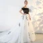 Modern / Fashion Black Prom Dresses 2018 A-Line / Princess Tulle Strapless Prom Backless Embroidered Formal Dresses
