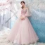 Chic / Beautiful Pearl Pink Prom Dresses 2018 A-Line / Princess Floor-Length / Long V-Neck Tulle Appliques Backless Beading Prom Formal Dresses