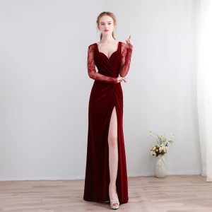 Modern Fashion Floor Length Long Burgundy Evening Dresses 2018 Trumpet Mermaid V Neck Lace Up Charmeuse Backless Pierced Formal Dresses