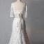2 Piece Classic Elegant Ivory Court Train Wedding 2018 Trumpet / Mermaid U-Neck Lace-up Appliques Backless Embroidered Wedding Dresses
