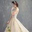 Luxury / Gorgeous Champagne Cathedral Train Wedding 2018 A-Line / Princess Tulle Beading Sequins Appliques Wedding Dresses