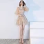 Sparkly Bling Bling Champagne Party Dresses 2018 Tulle V-Neck A-Line / Princess 1/2 Sleeves Beading Sequins Short Cocktail Party Formal Dresses
